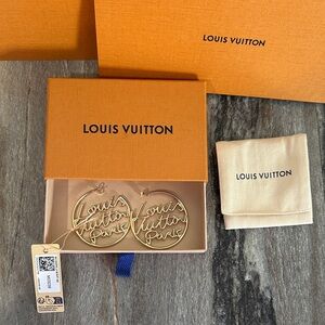 Louis Vuitton Gold Script Hoop Earrings